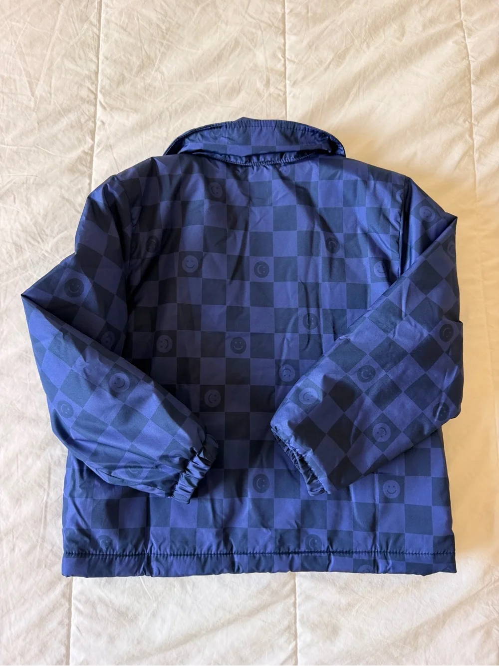 Old Navy Kids' Navy Blue Checkered Puffer Jacket